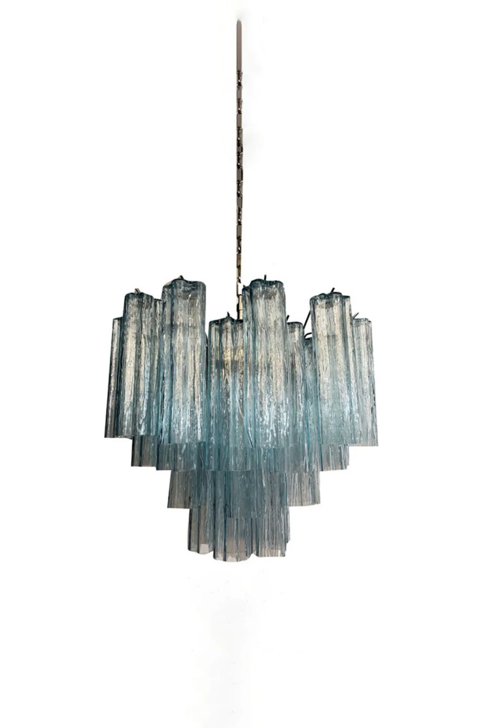 1990s Art blue glass tube chandelier