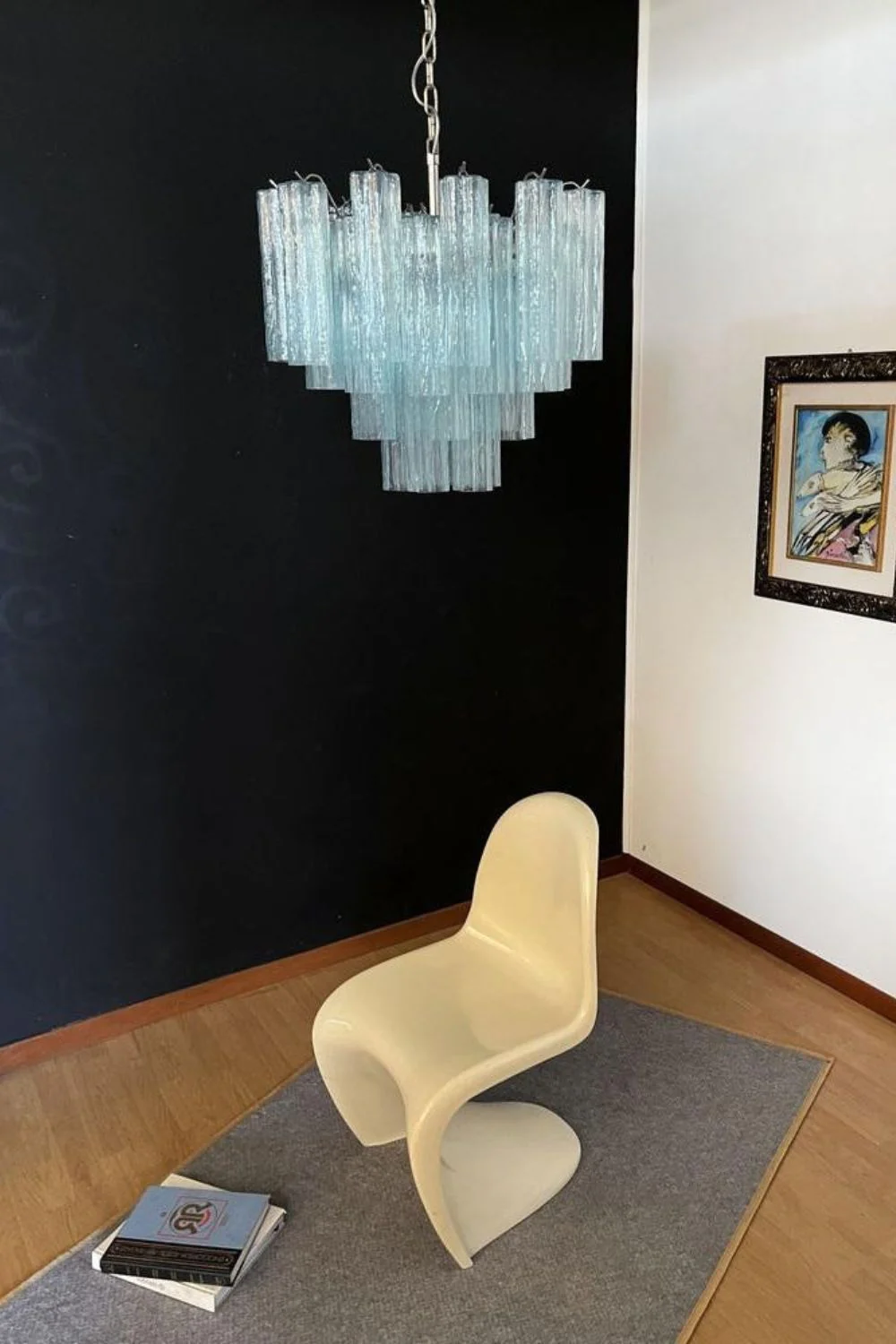 1990s Art blue glass tube chandelier - Image 3