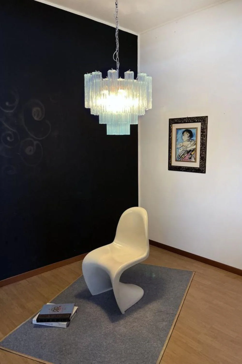 1990s Art blue glass tube chandelier - Image 4