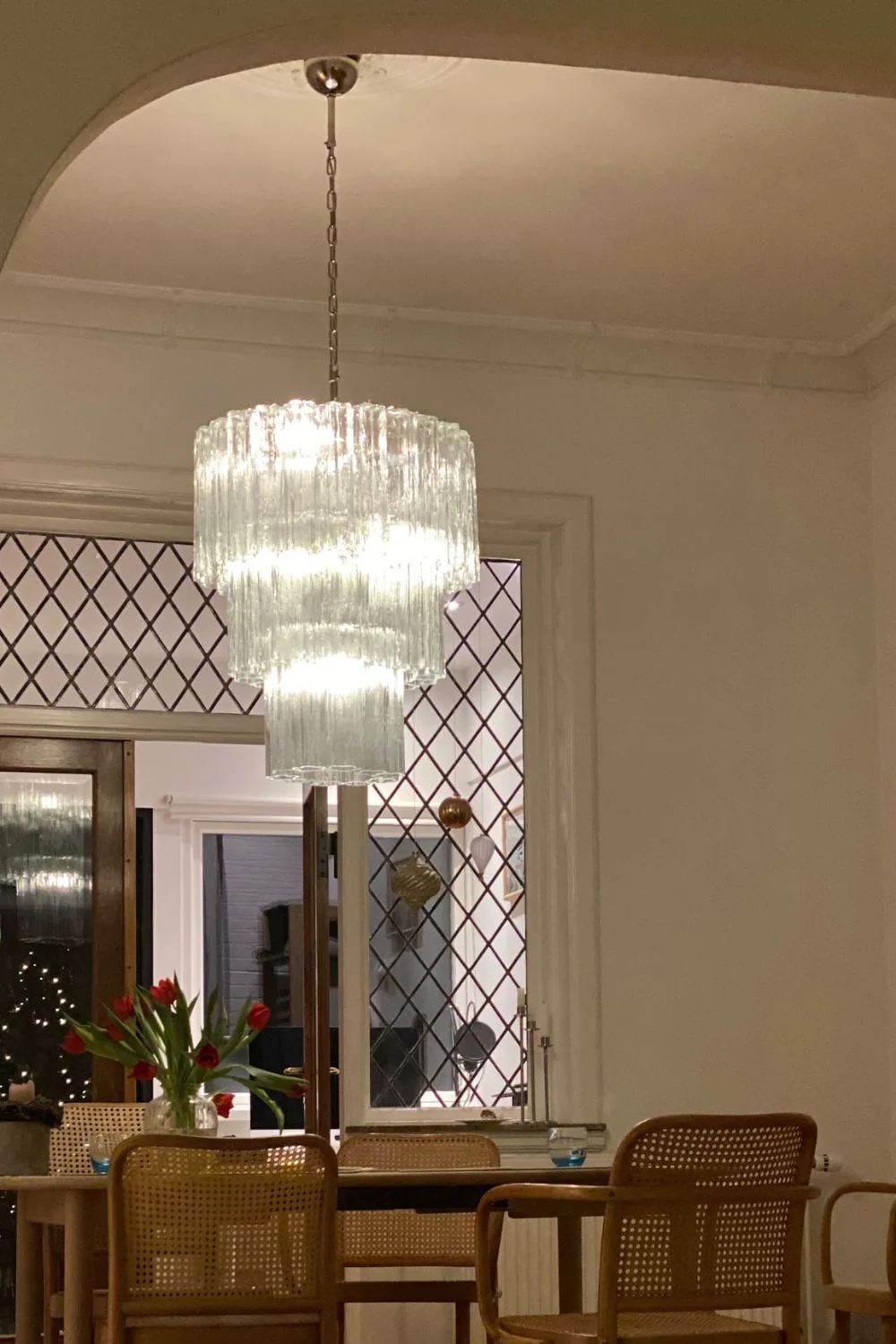 52-Tube Clear Art Glass Chandelier - Image 2