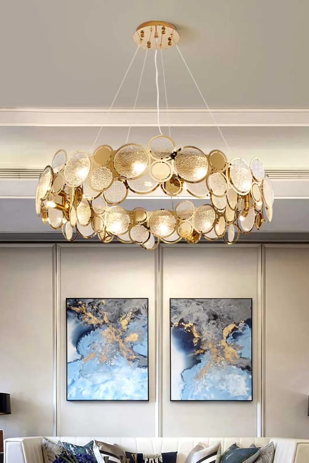 Adrianna Glass Round Art Deco Chandelier - Image 11