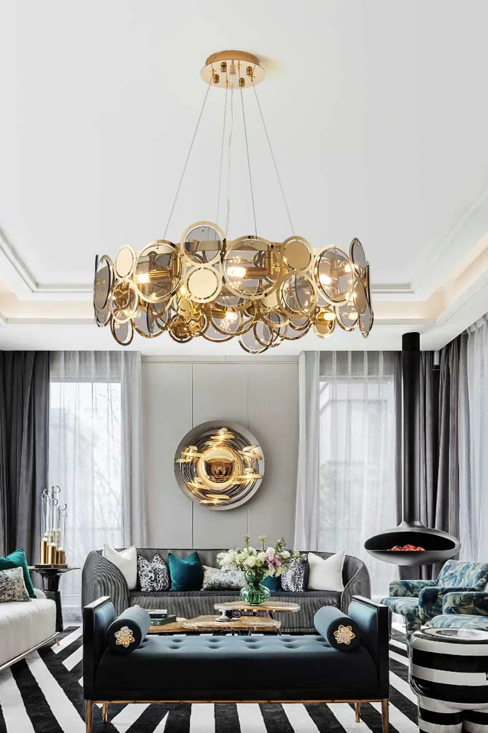 Adrianna Glass Round Art Deco Chandelier - Image 12