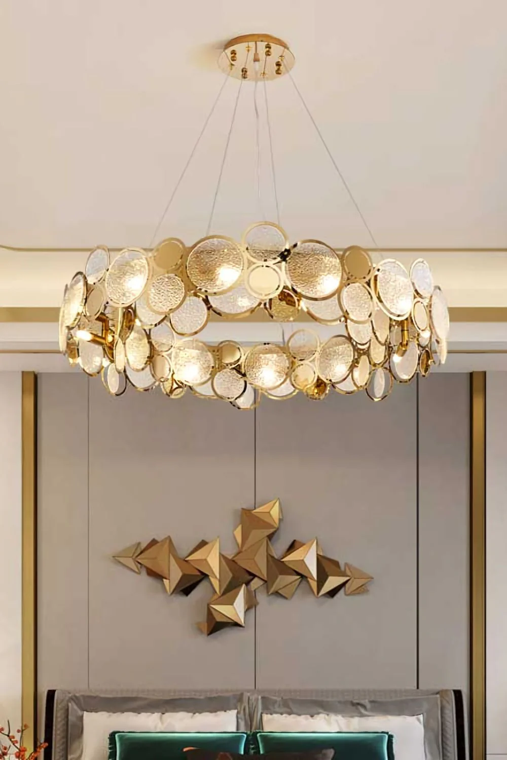 Adrianna Glass Round Art Deco Chandelier - Image 3