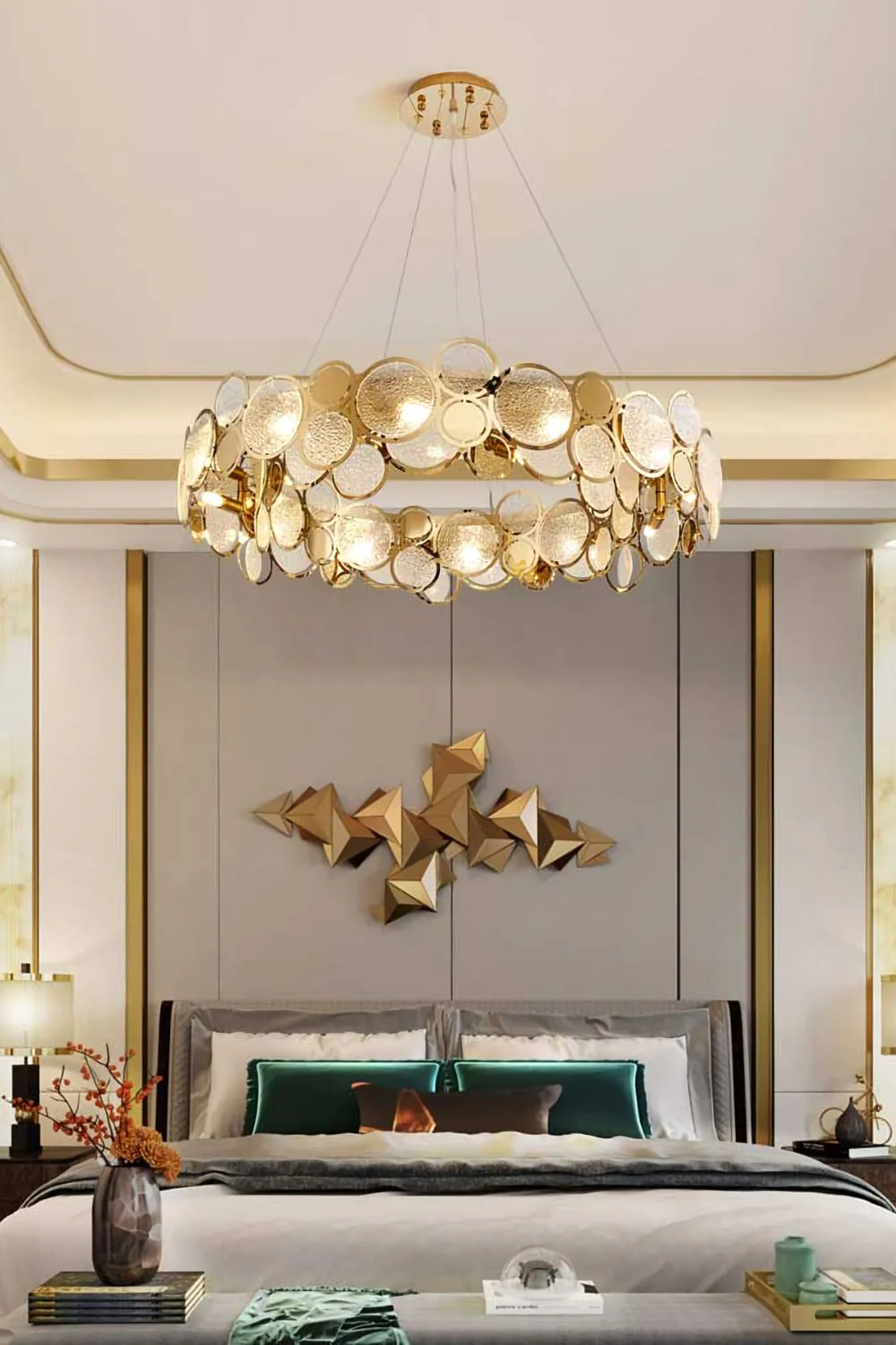 Adrianna Glass Round Art Deco Chandelier - Image 6