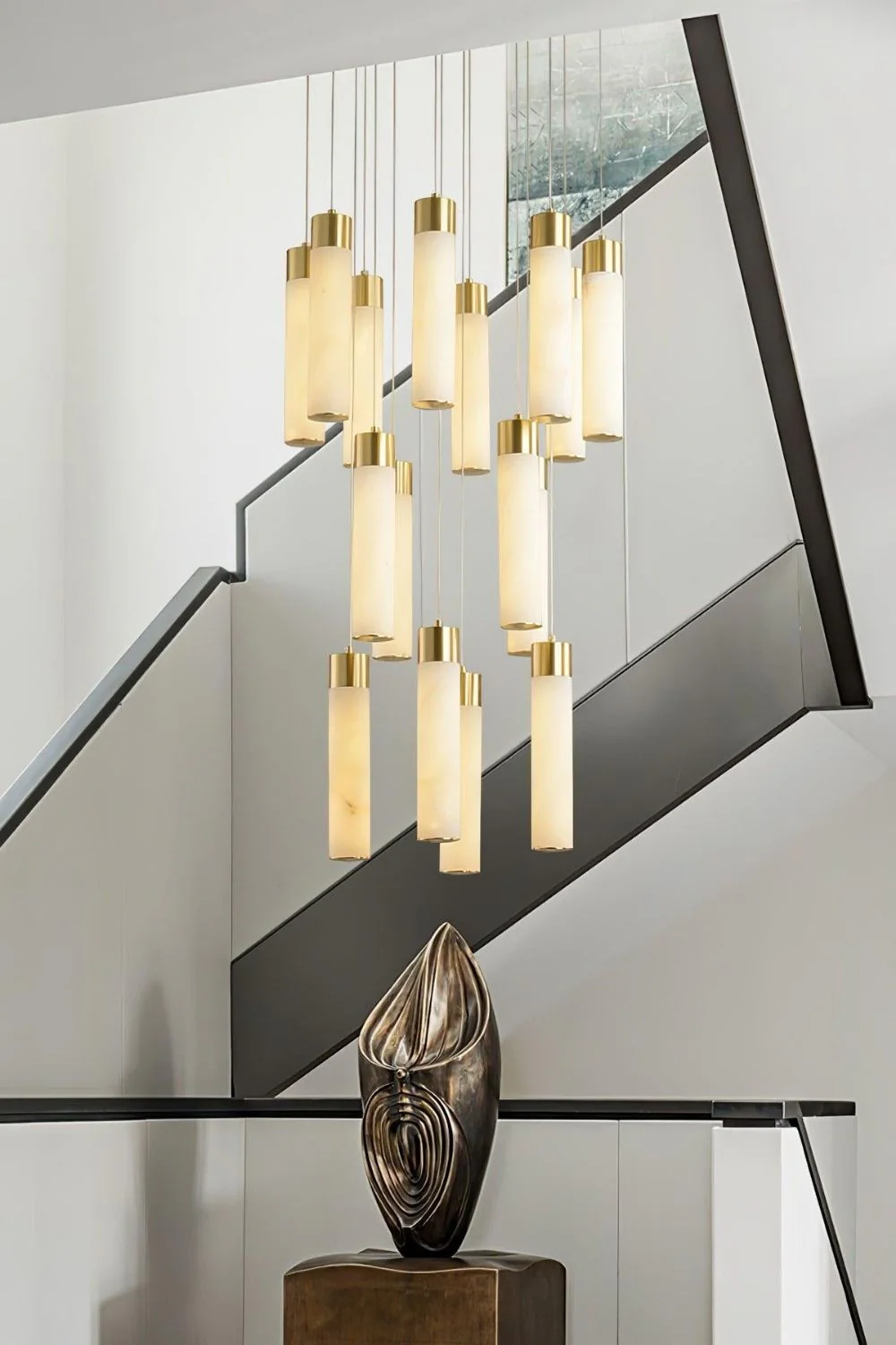Alabaster Celestial Brass Cascade Chandelier - Image 2