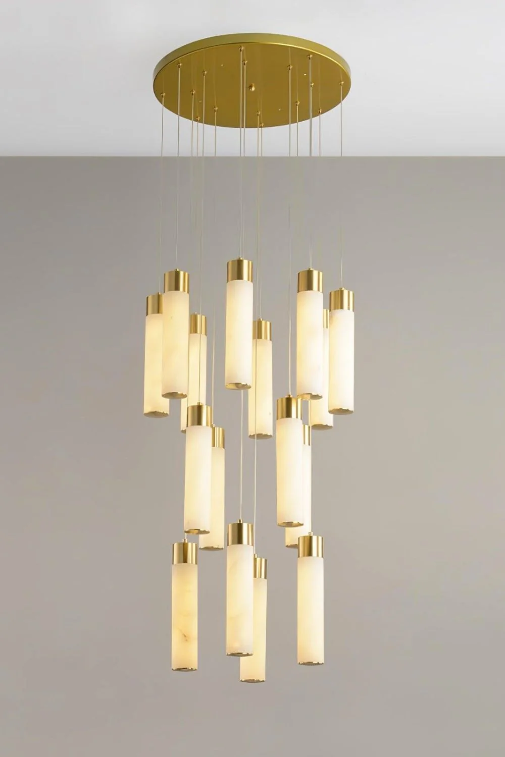 Alabaster Celestial Brass Cascade Chandelier - Image 6