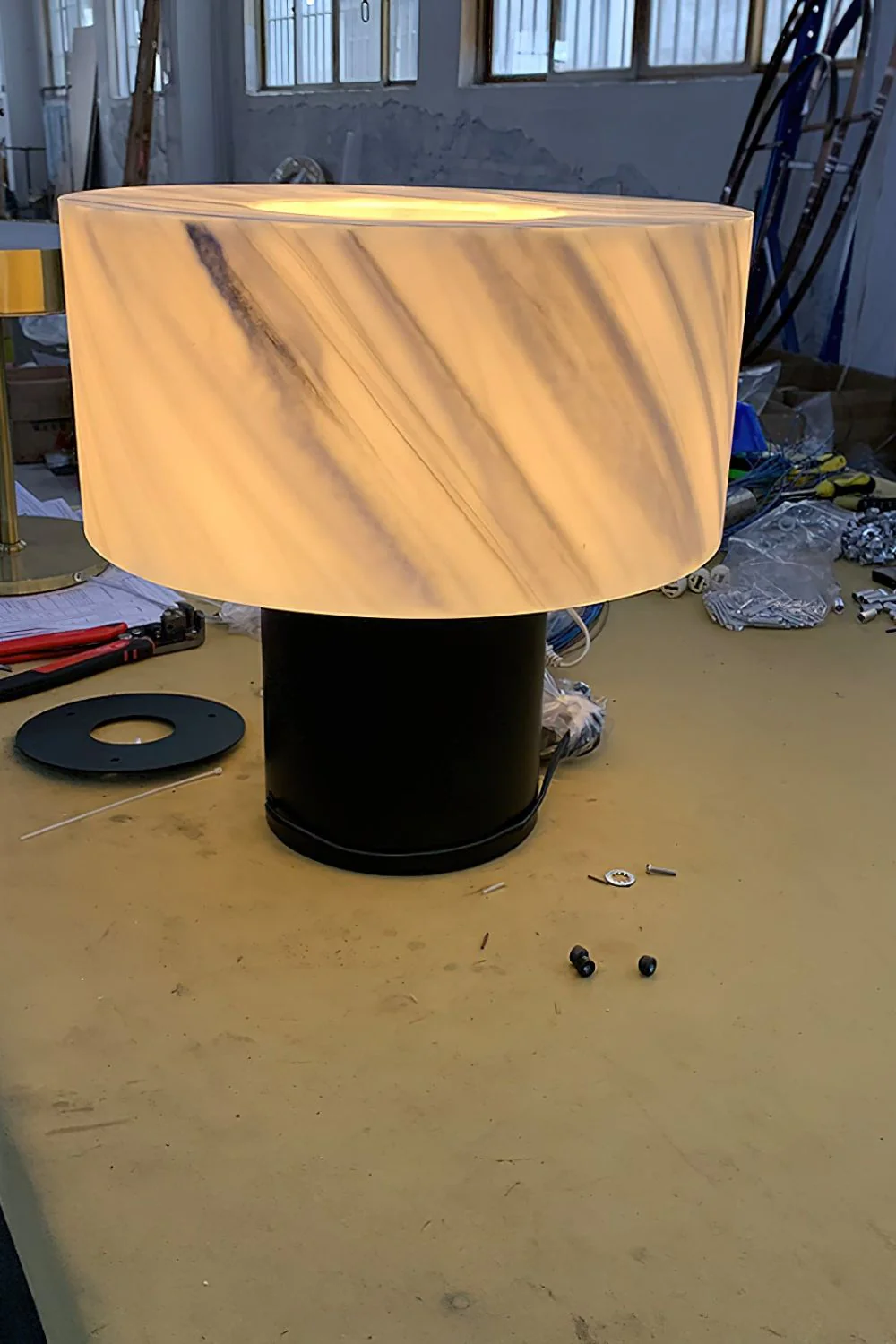 Alabaster Cylindrical Table Lamp - Image 2