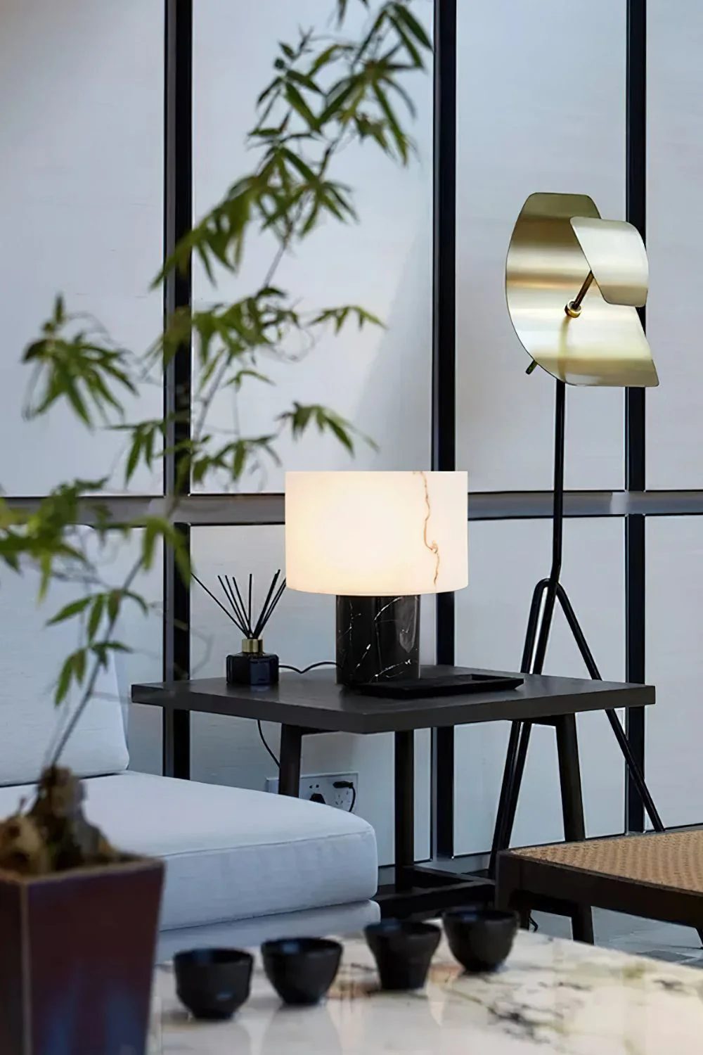Alabaster Cylindrical Table Lamp - Image 7