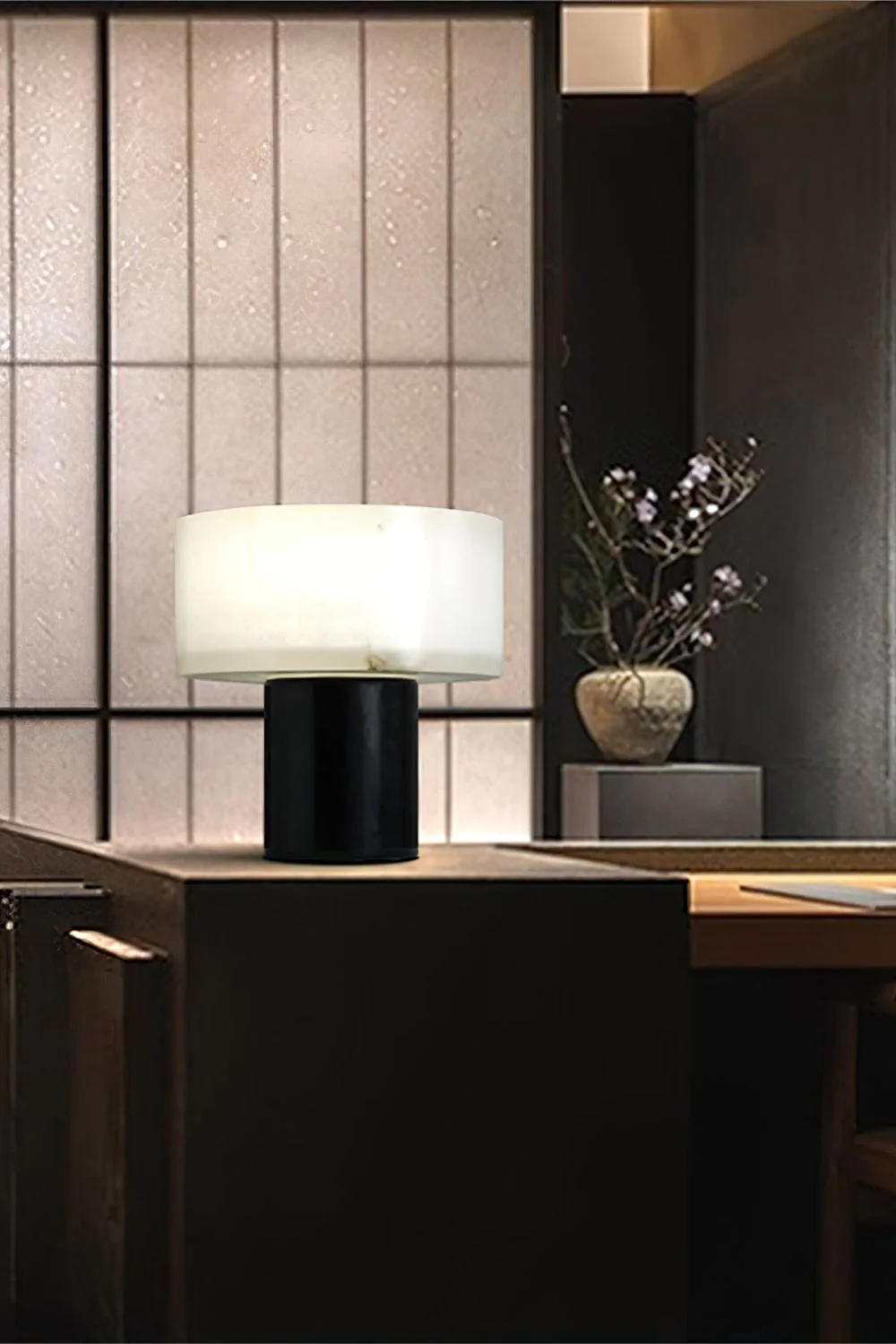 Alabaster Cylindrical Table Lamp - Image 8