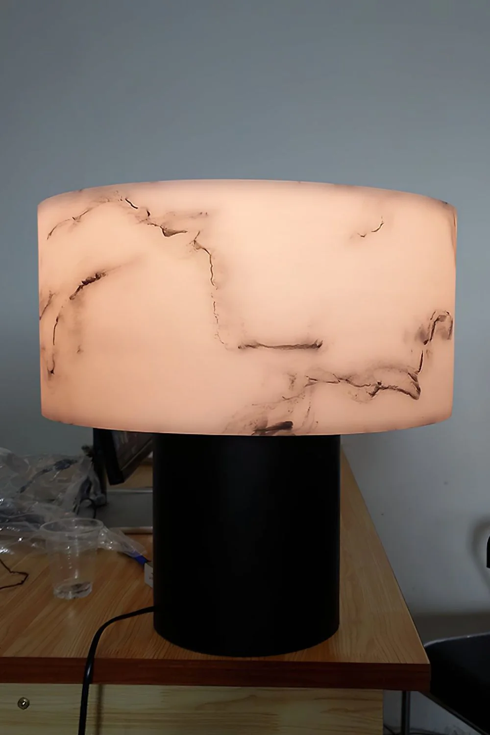 Alabaster Cylindrical Table Lamp - Image 9