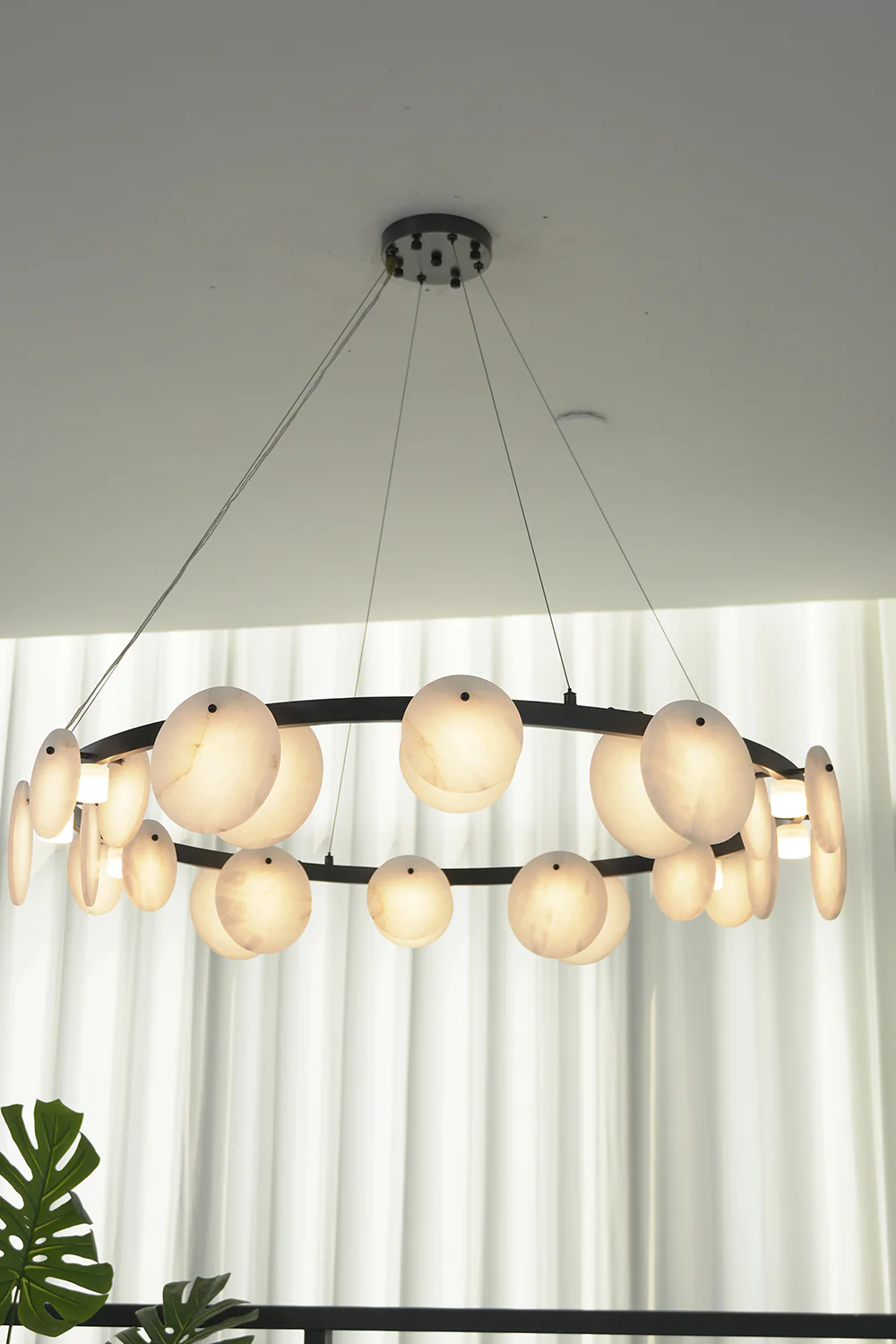 Alabaster Disc Ring Chandelier - Image 11