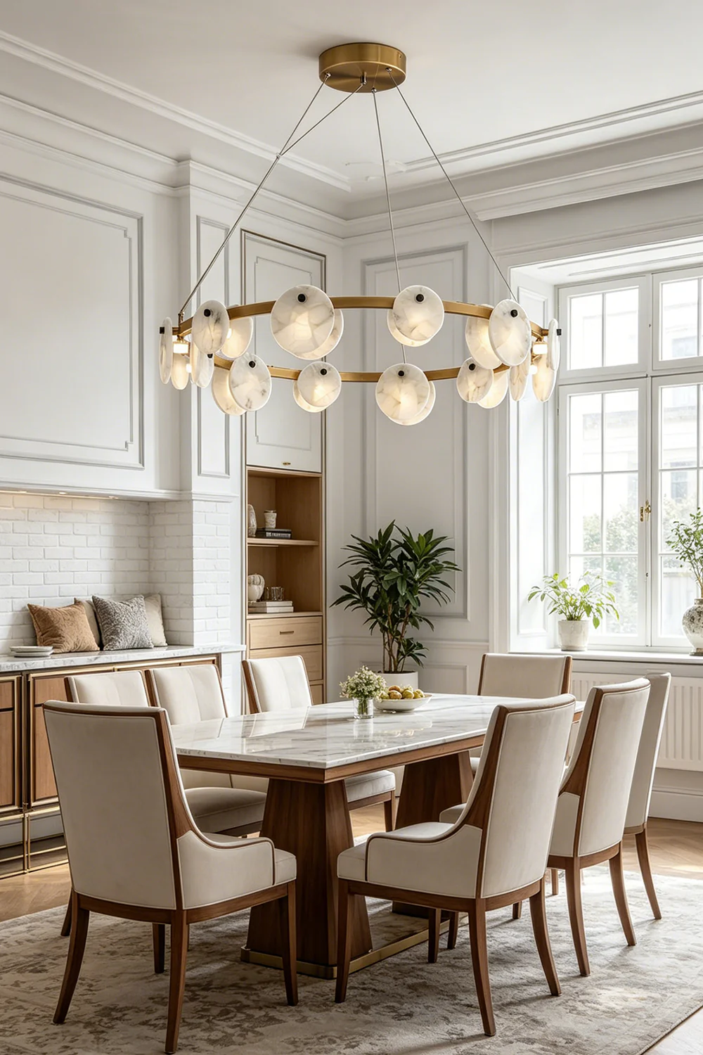 Alabaster Disc Ring Chandelier - Image 2