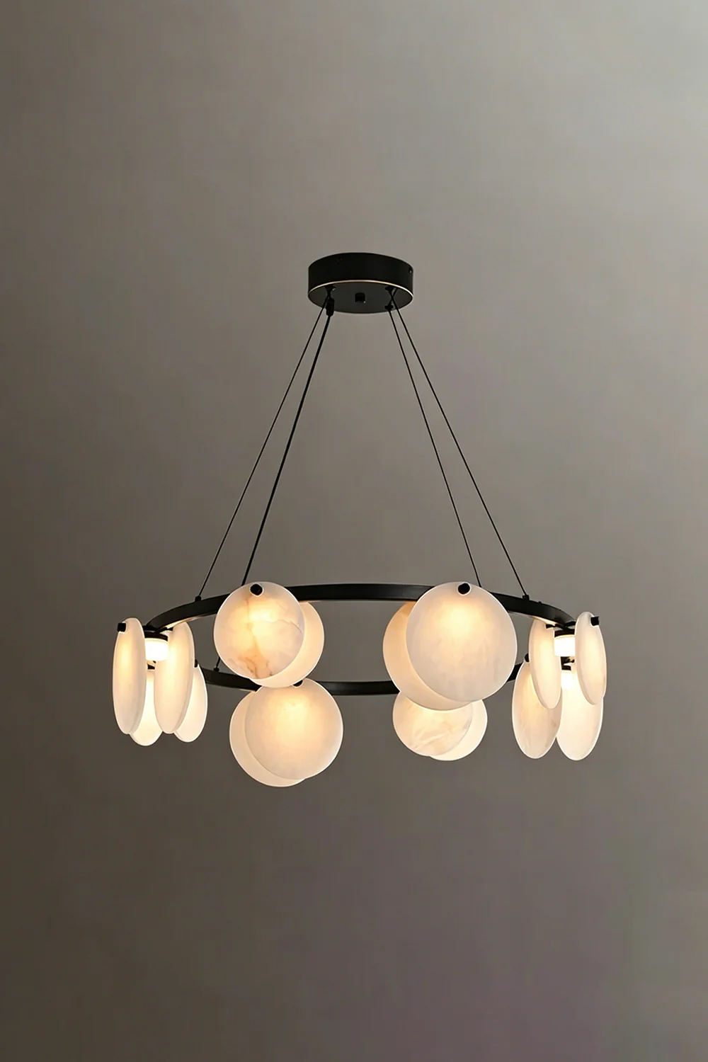 Alabaster Disc Ring Chandelier - Image 20