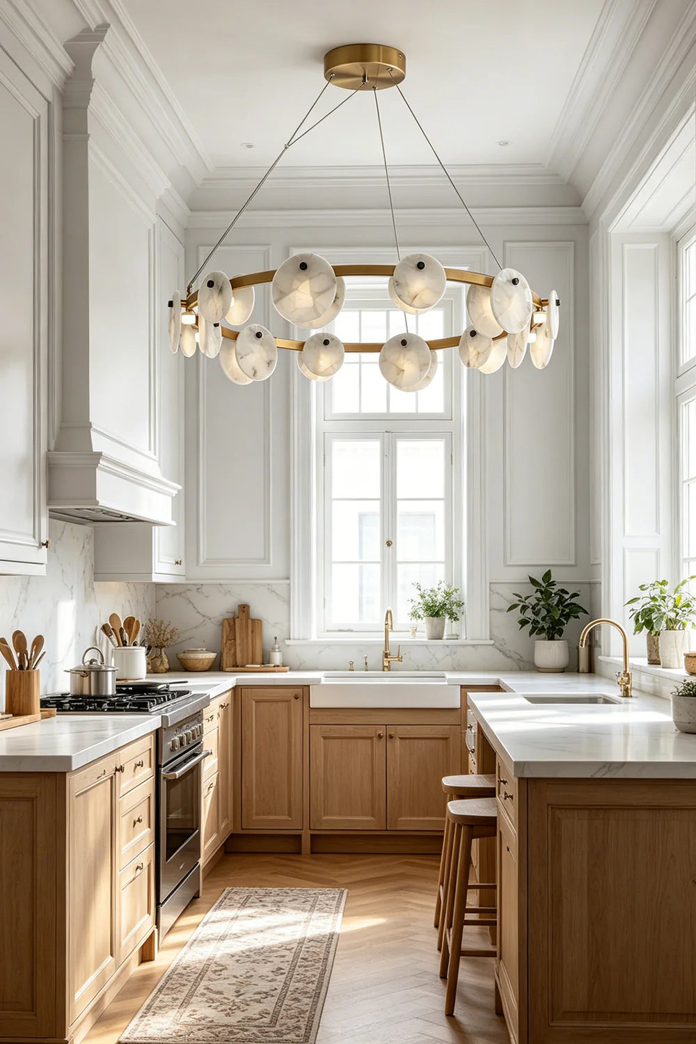 Alabaster Disc Ring Chandelier - Image 3