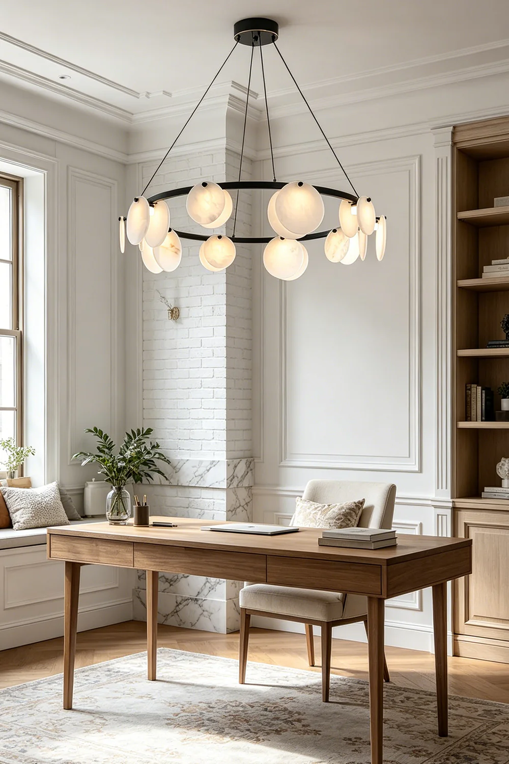 Alabaster Disc Ring Chandelier - Image 4