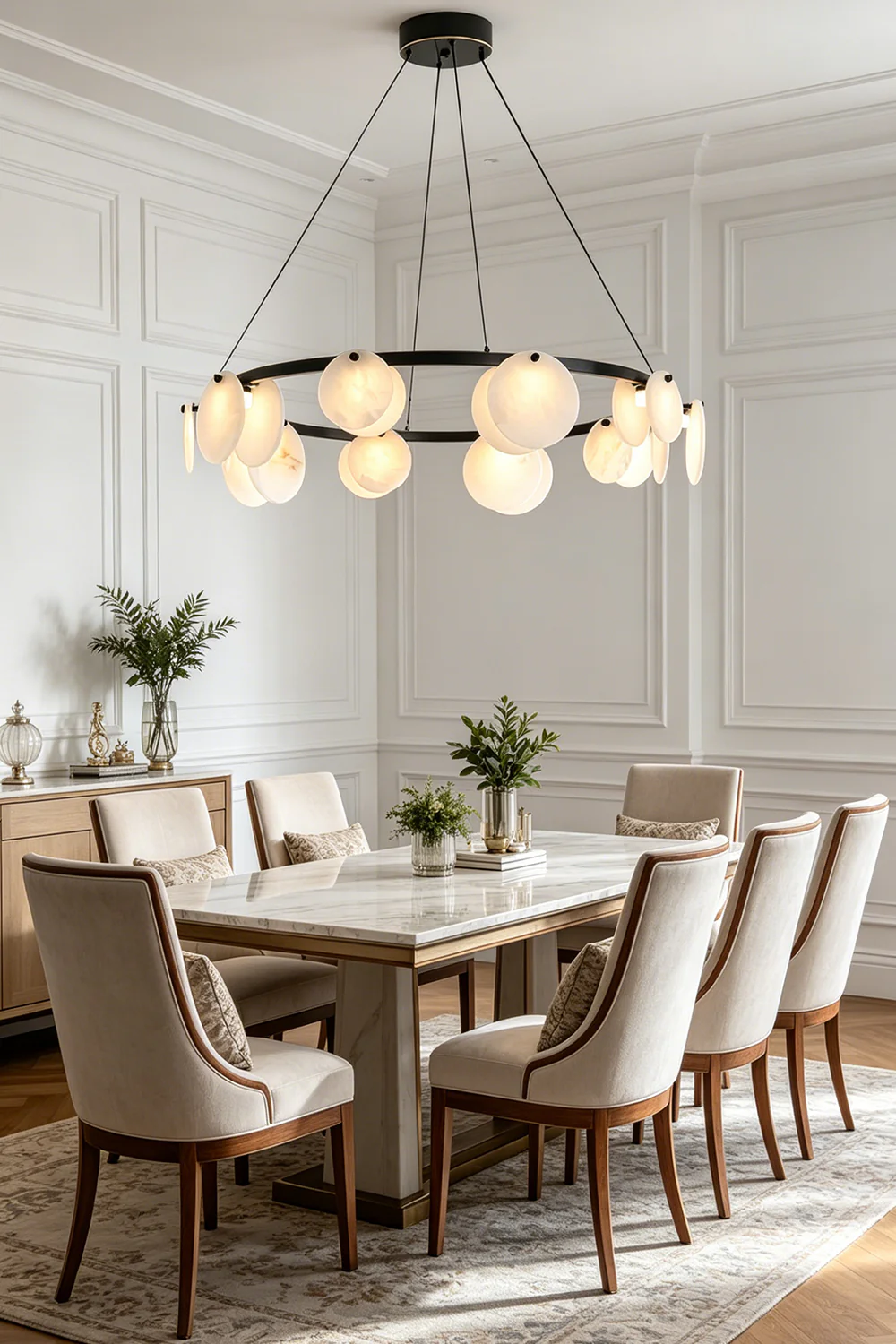 Alabaster Disc Ring Chandelier - Image 6