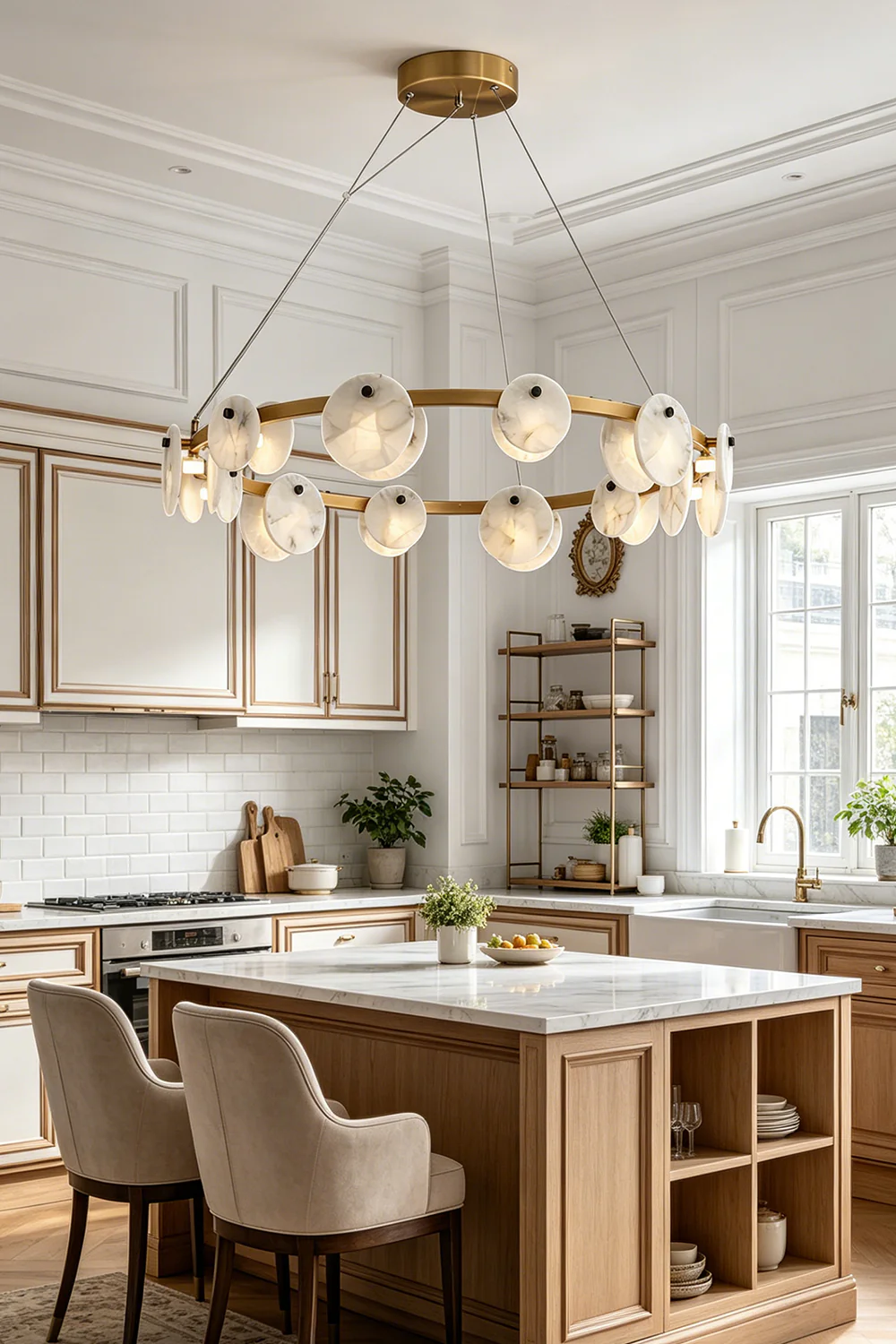 Alabaster Disc Ring Chandelier - Image 7