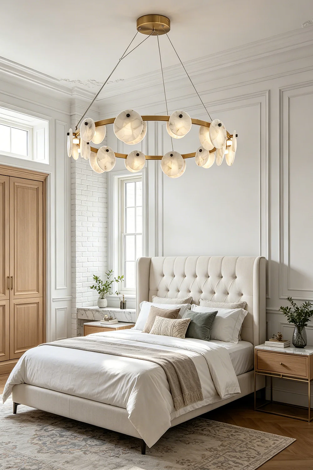 Alabaster Disc Ring Chandelier - Image 8