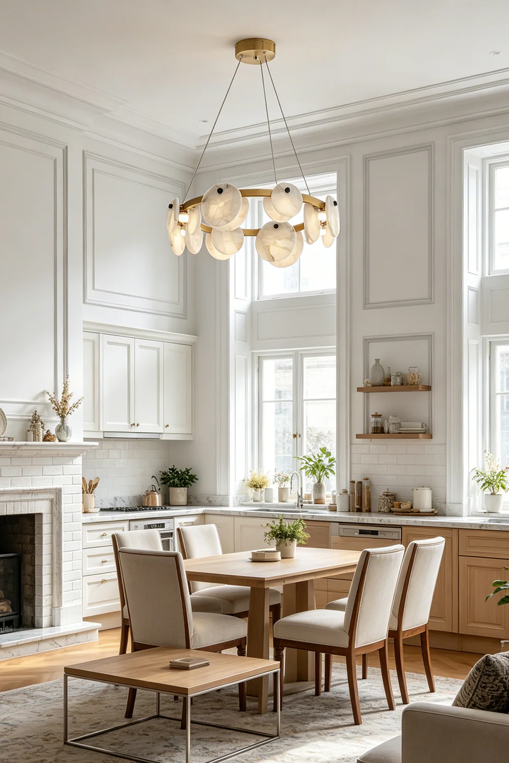 Alabaster Disc Ring Chandelier - Image 9