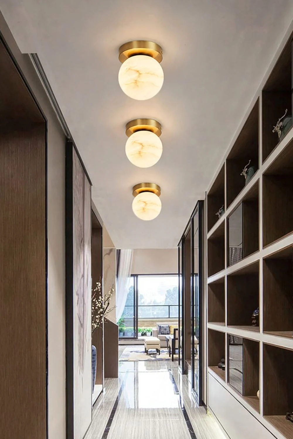Alabaster Melange Brass Ceiling Light - Image 10
