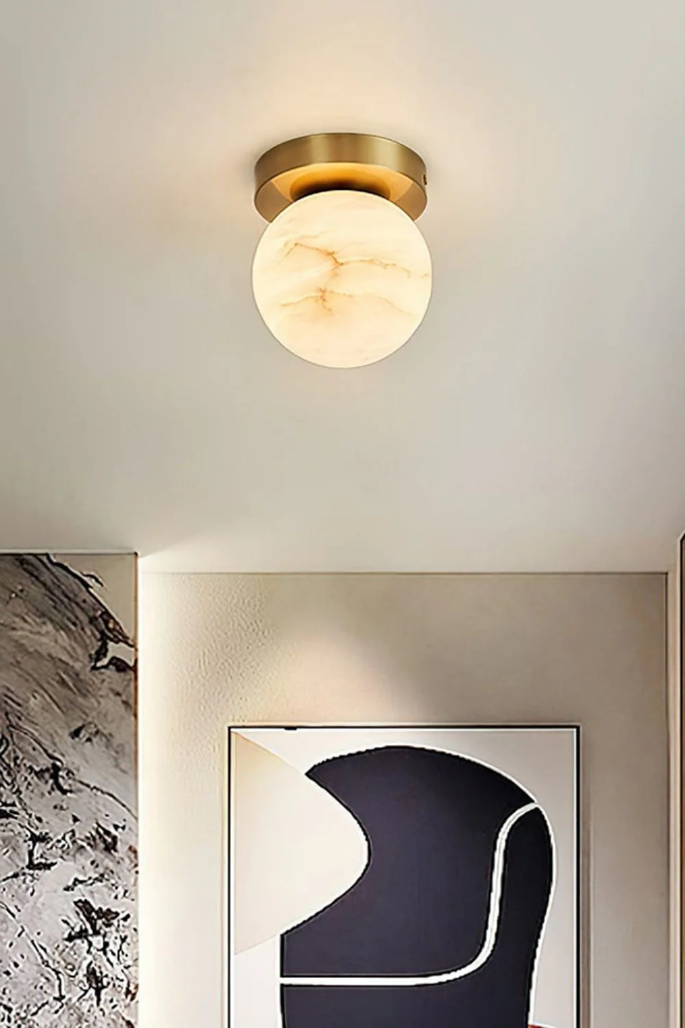 Alabaster Melange Brass Ceiling Light - Image 11
