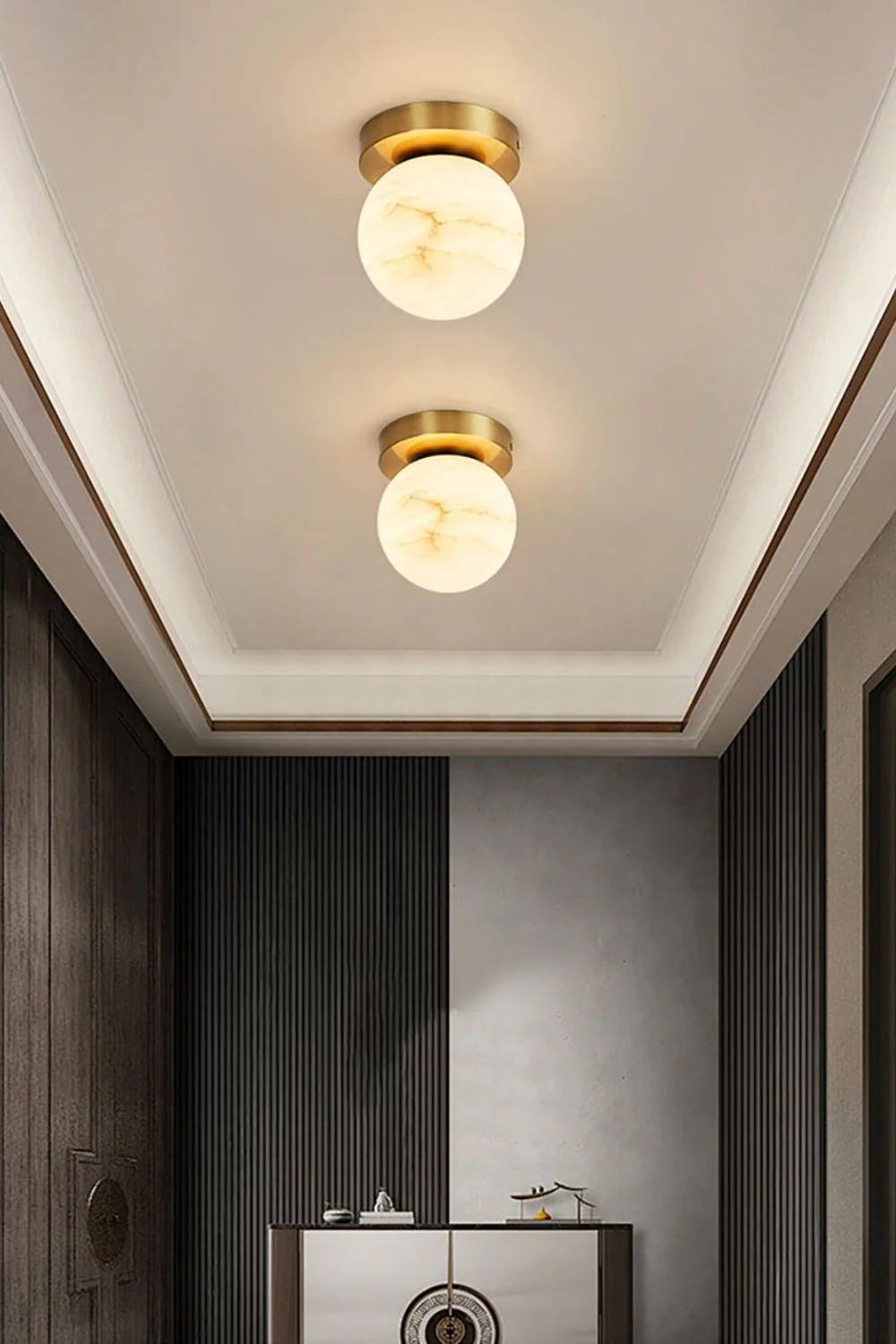 Alabaster Melange Brass Ceiling Light - Image 3