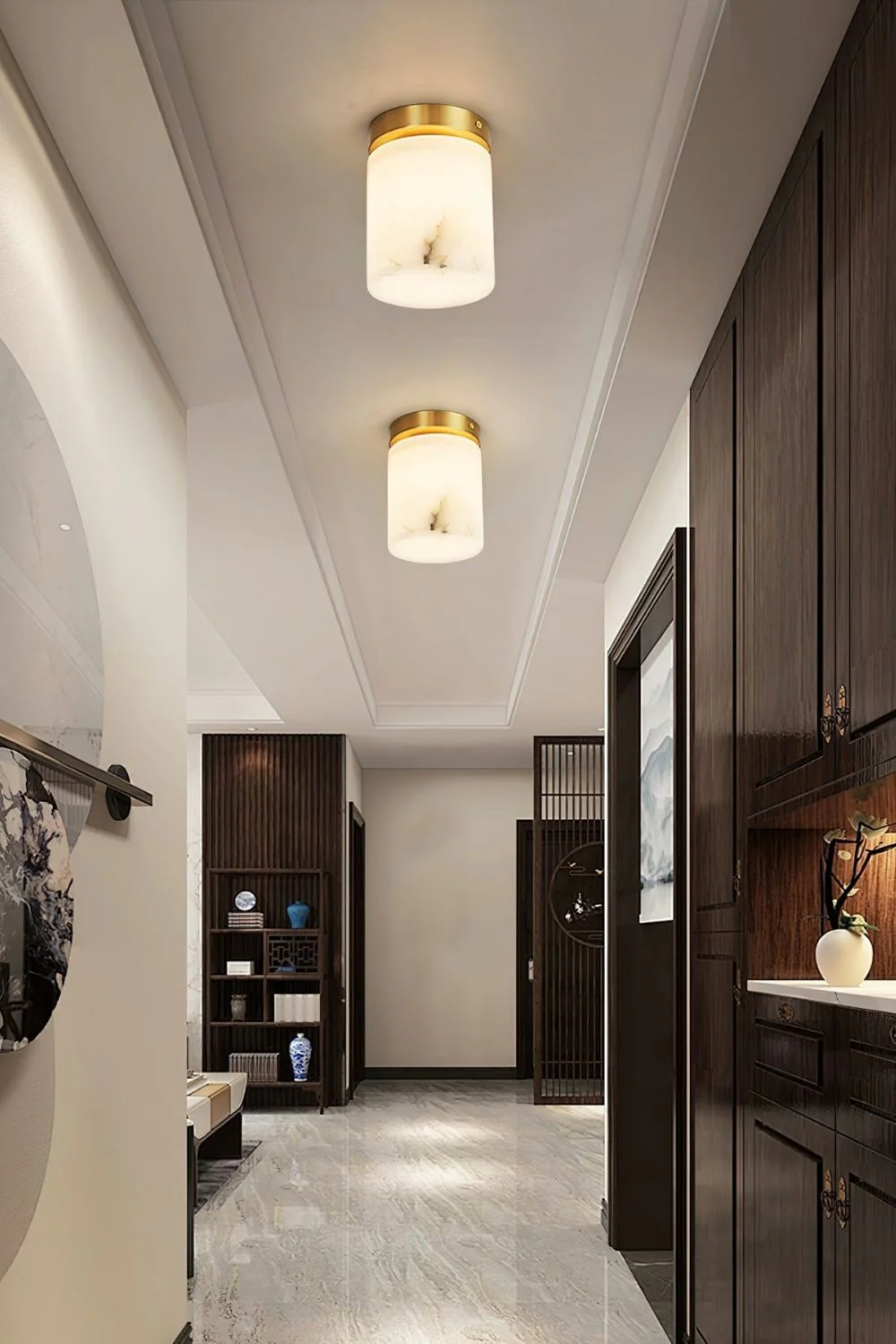 Alabaster Melange Brass Ceiling Light - Image 4