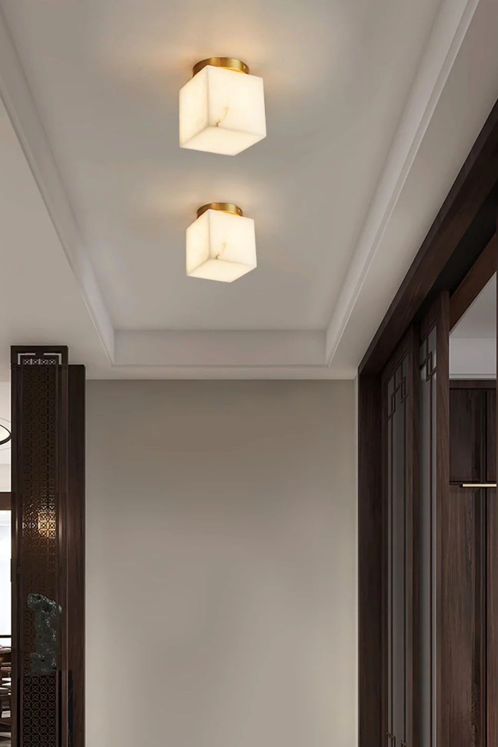 Alabaster Melange Brass Ceiling Light - Image 5