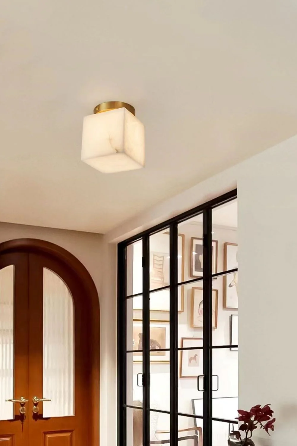 Alabaster Melange Brass Ceiling Light - Image 7