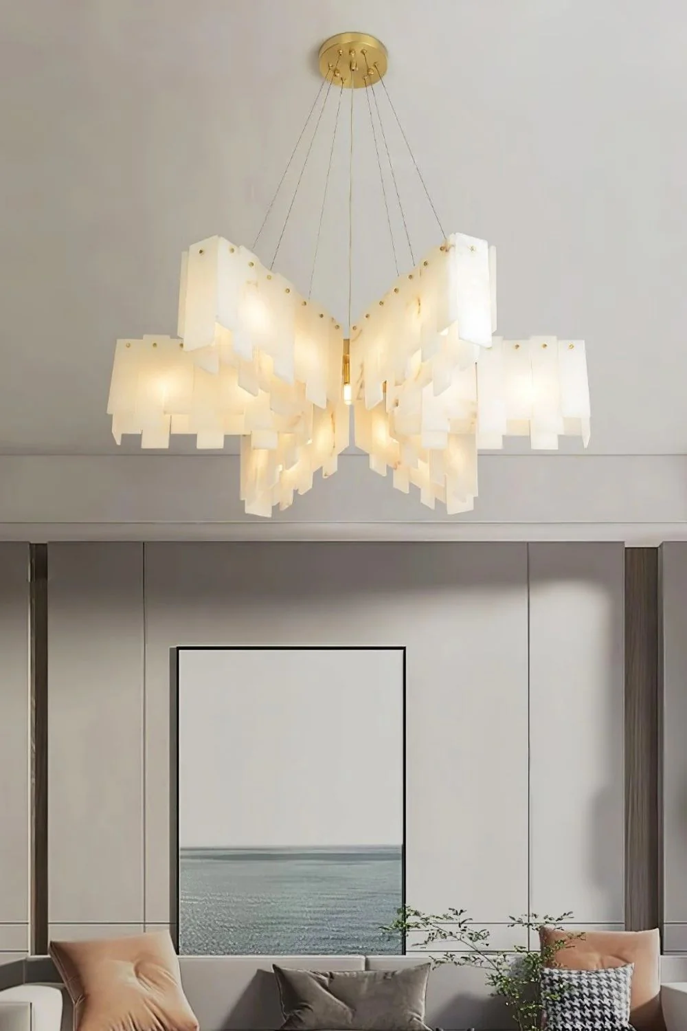 Alabaster Modern Cascade Tiered Chandelier - Image 2