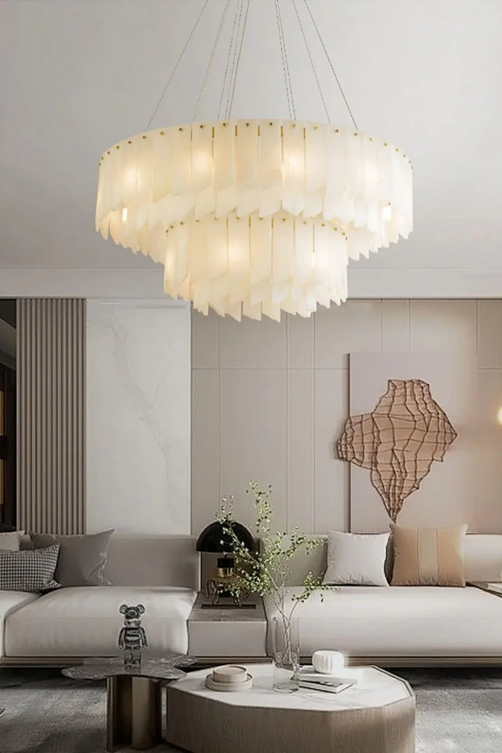 Alabaster Modern Cascade Tiered Chandelier - Image 3