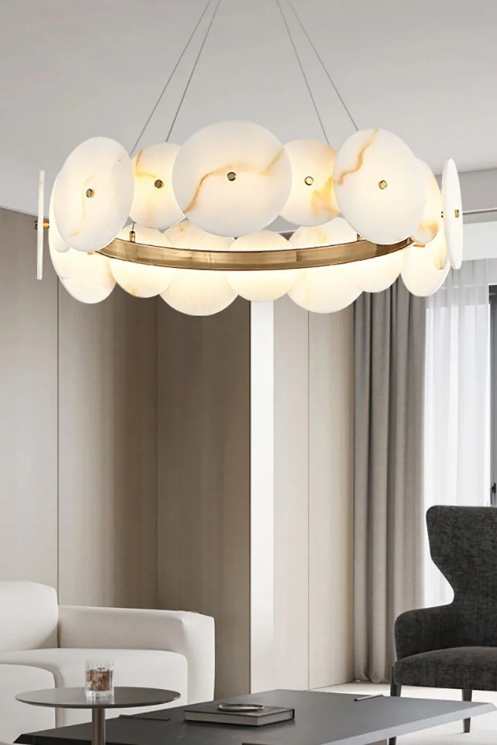 Alabaster Multiple Round Chandelier - Image 3