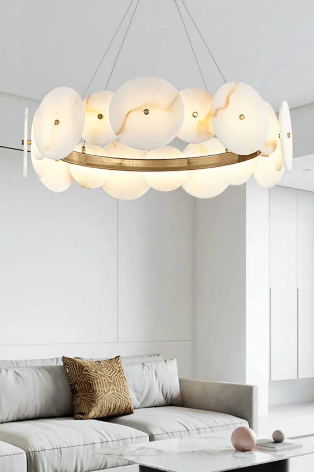 Alabaster Multiple Round Chandelier - Image 4