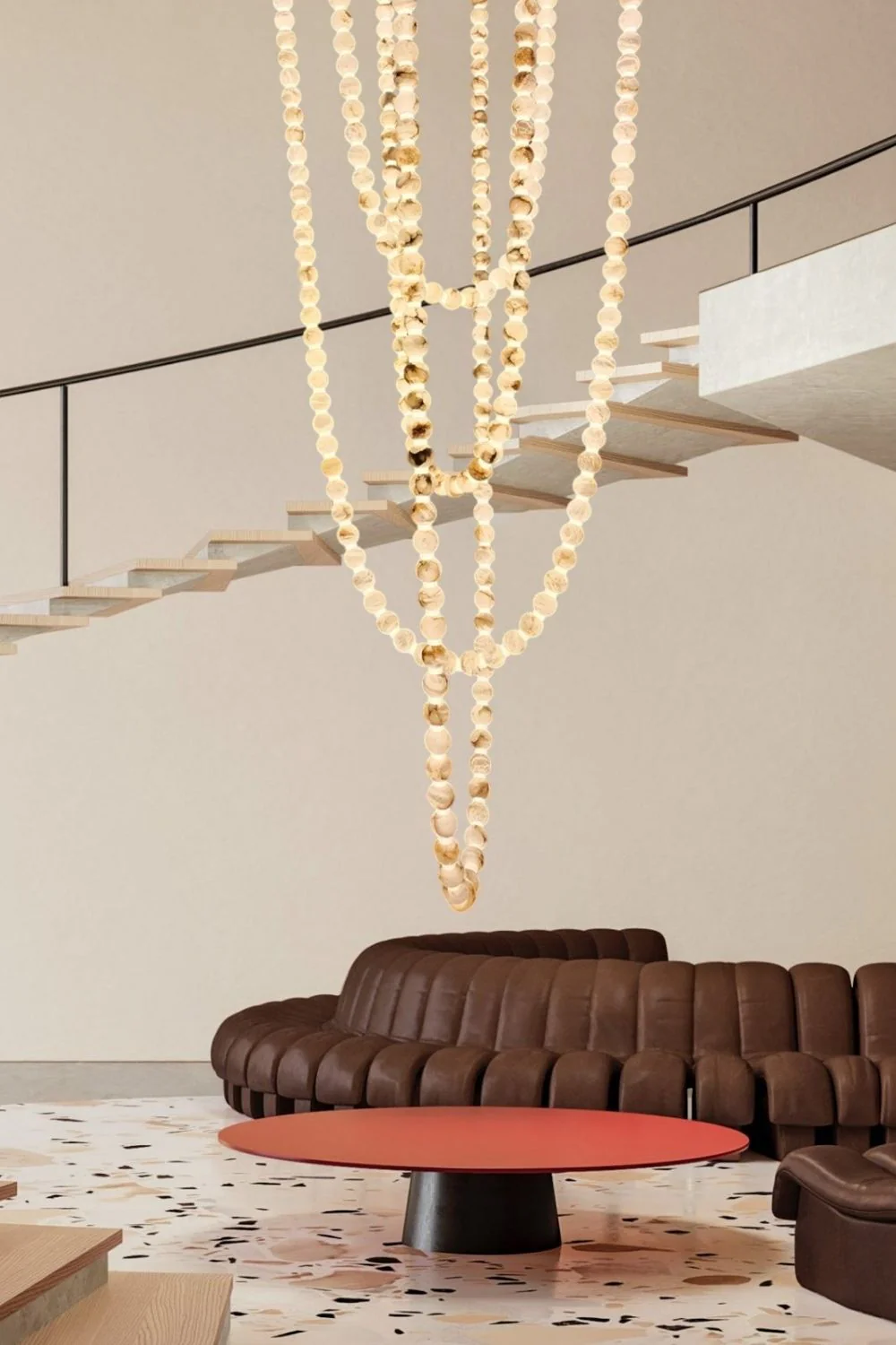 Alabaster Pearl Necklace Chandelier - Image 8