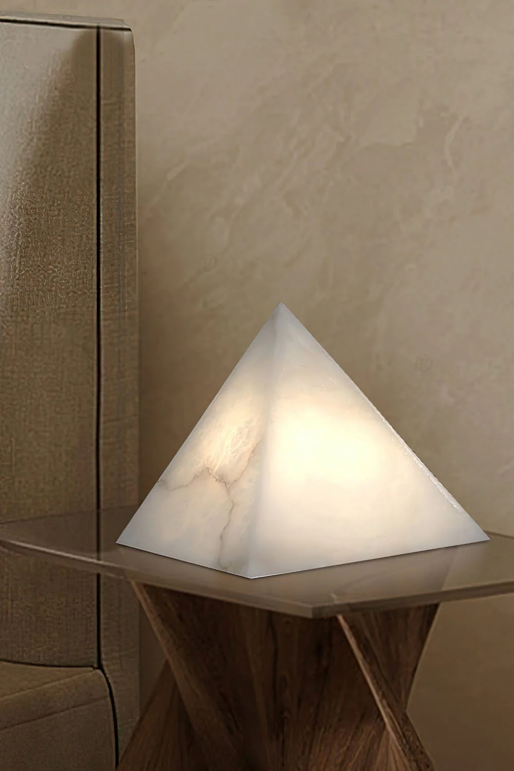 Alabaster Pyramid Table Lamp - Image 2
