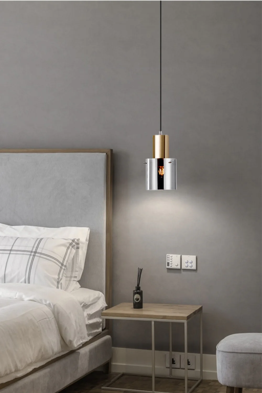 Retro Smoke Grey Glass Pendant Light - Image 11