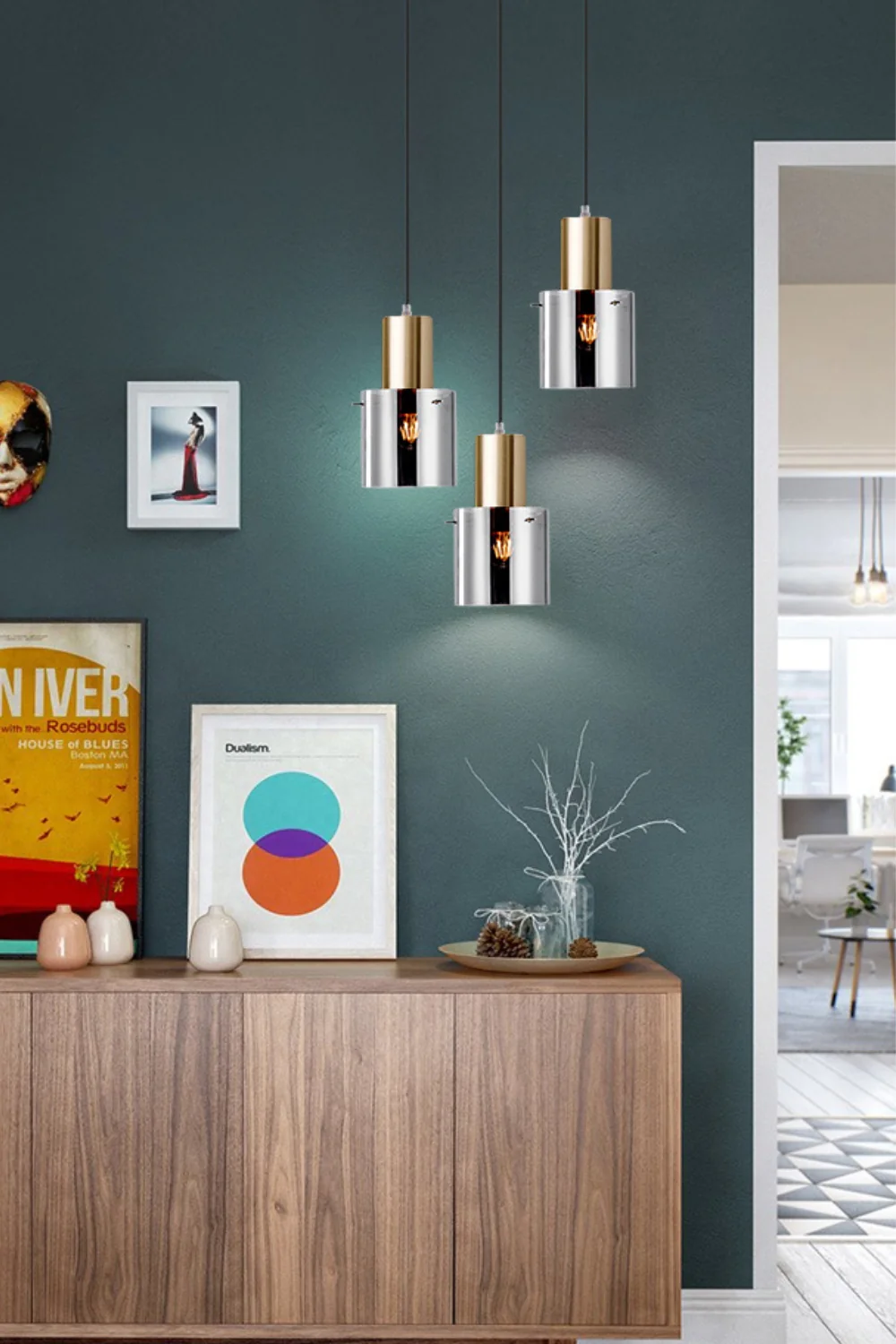 Retro Smoke Grey Glass Pendant Light - Image 12