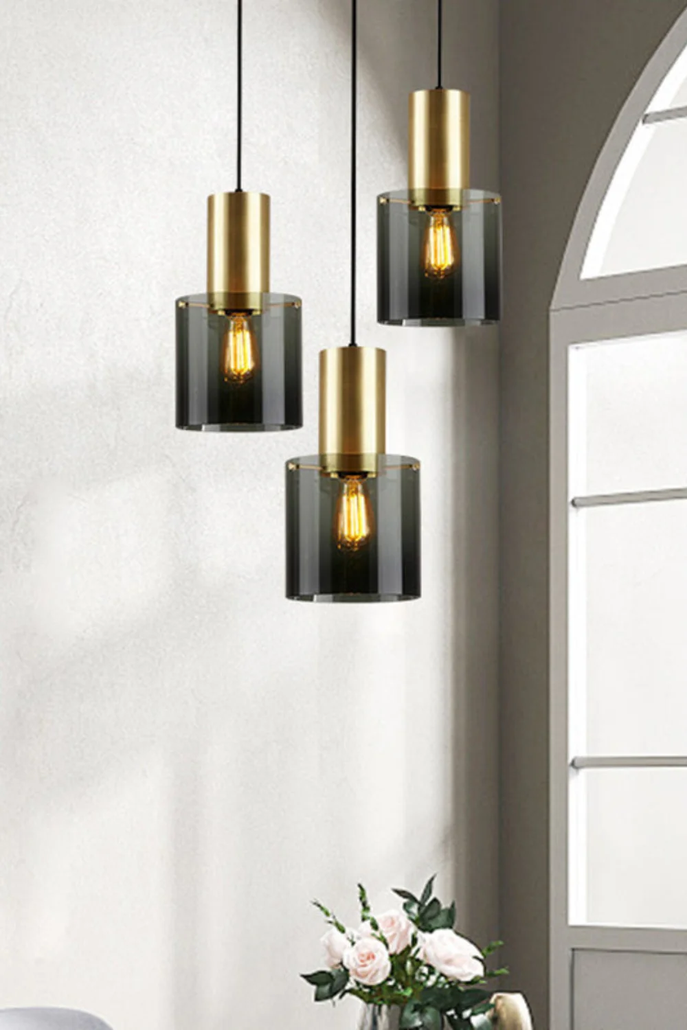 Retro Smoke Grey Glass Pendant Light - Image 17