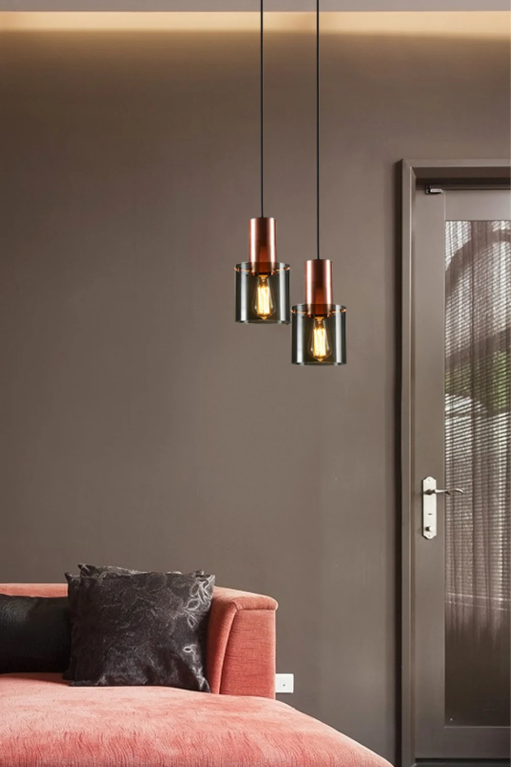 Retro Smoke Grey Glass Pendant Light - Image 9