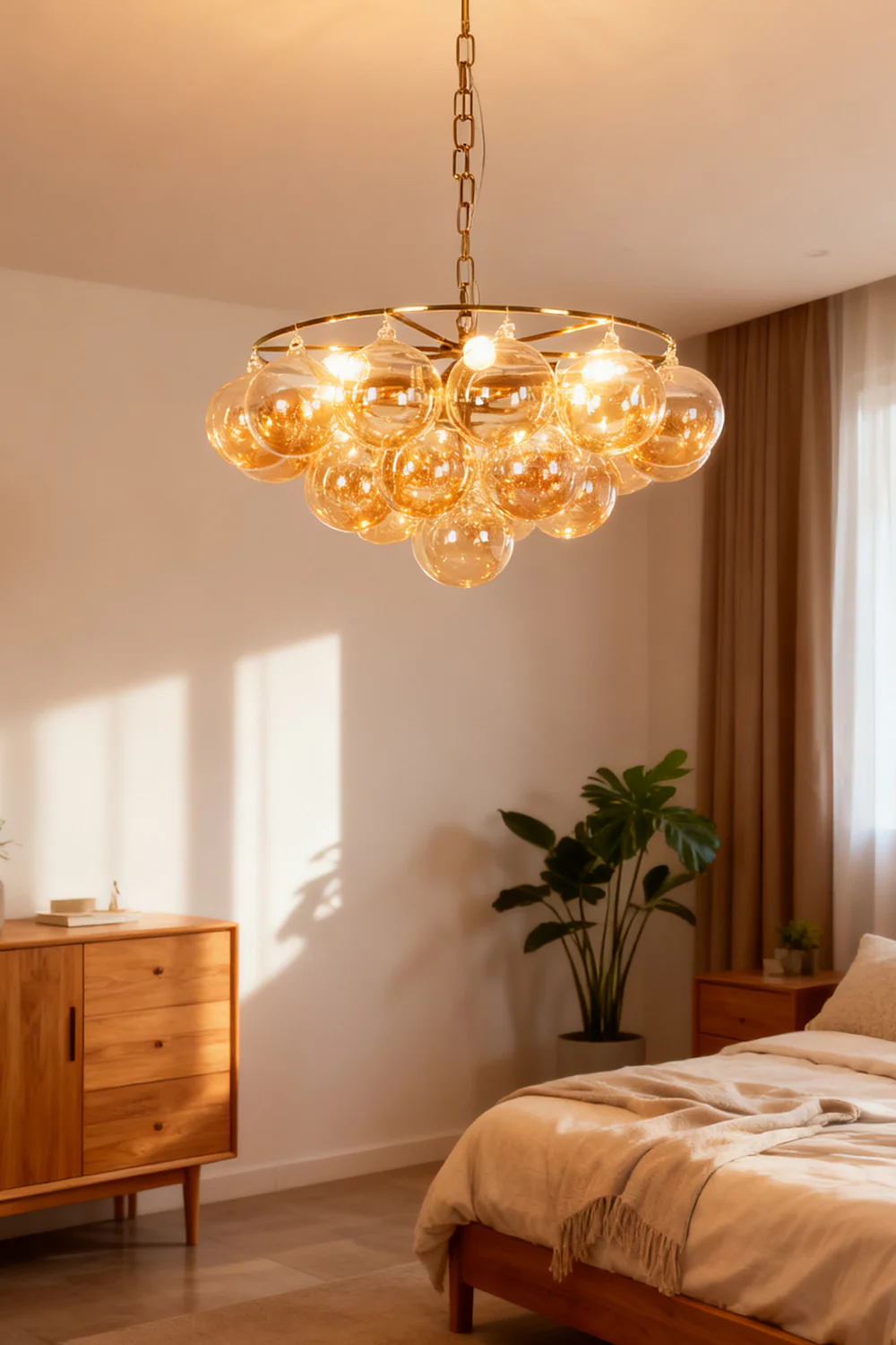 Amber Bubble Glass Chandelier - Image 4