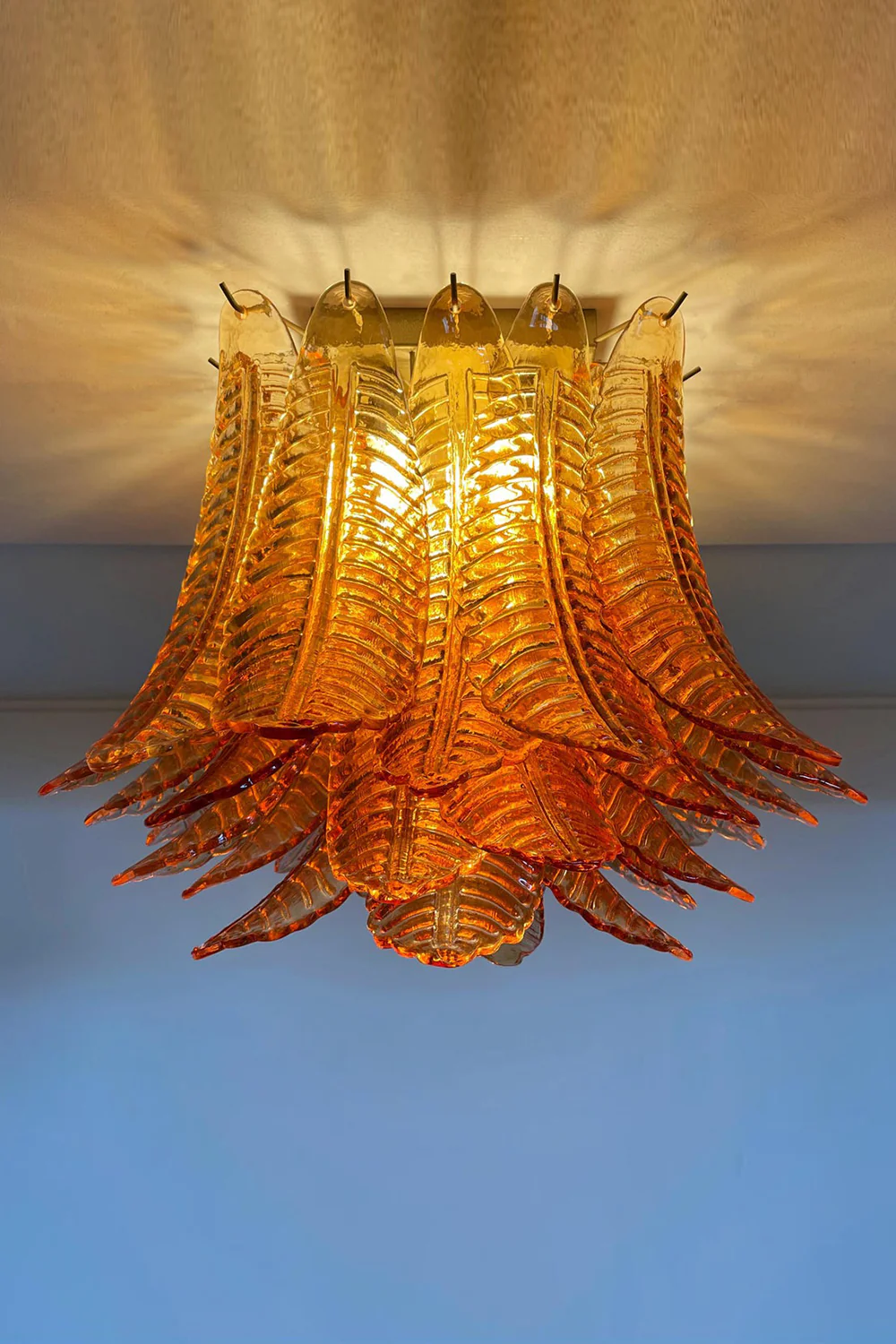 Amber Fern-Leaf Art Glass Ceiling Light - Image 11