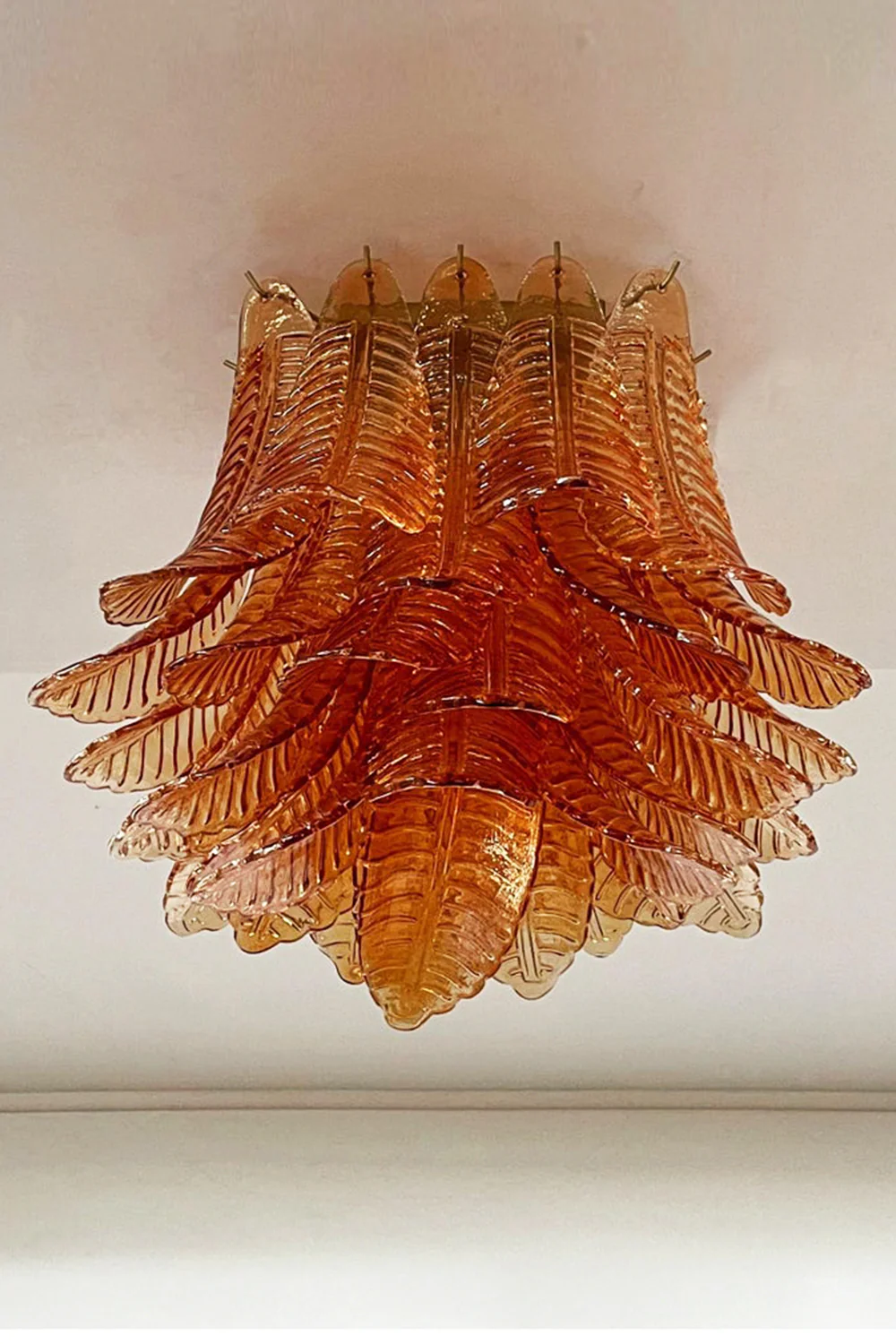 Amber Fern-Leaf Art Glass Ceiling Light - Image 12