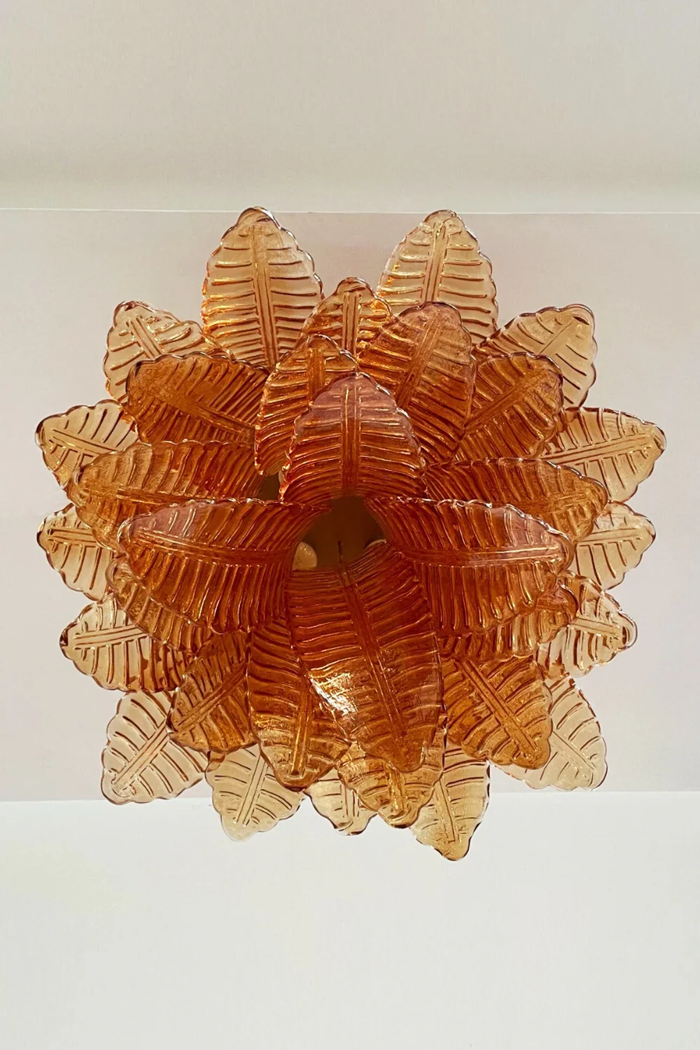 Amber Fern-Leaf Art Glass Ceiling Light - Image 14