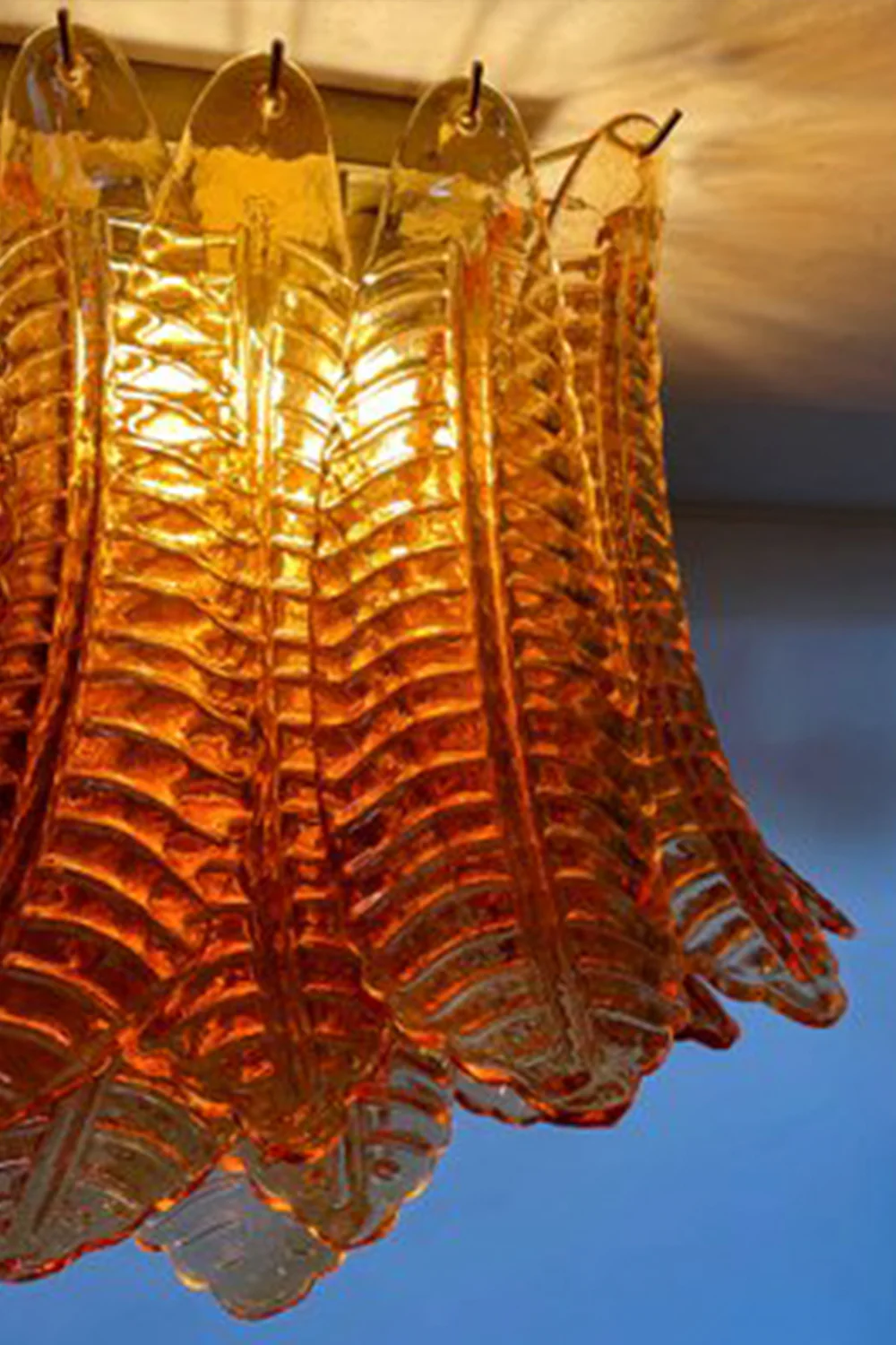 Amber Fern-Leaf Art Glass Ceiling Light - Image 15