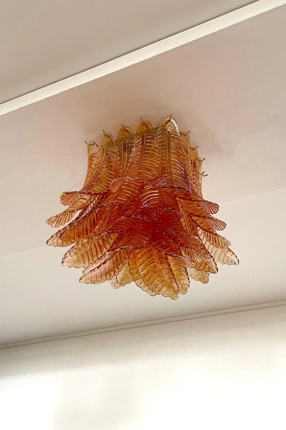 Amber Fern-Leaf Art Glass Ceiling Light - Image 16