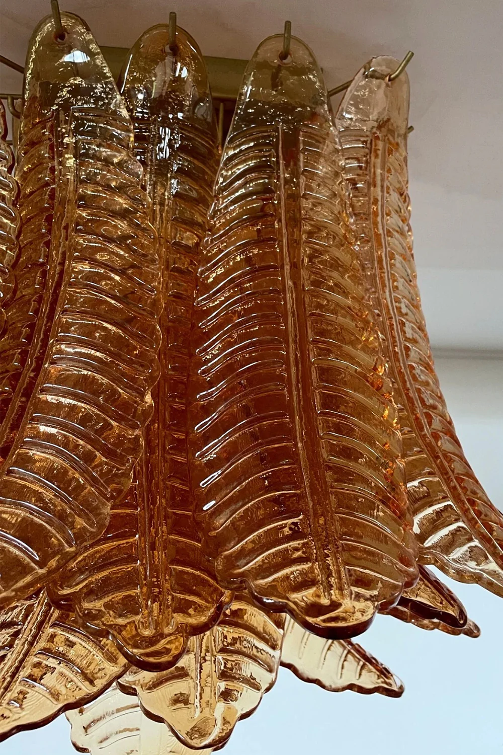 Amber Fern-Leaf Art Glass Ceiling Light - Image 17