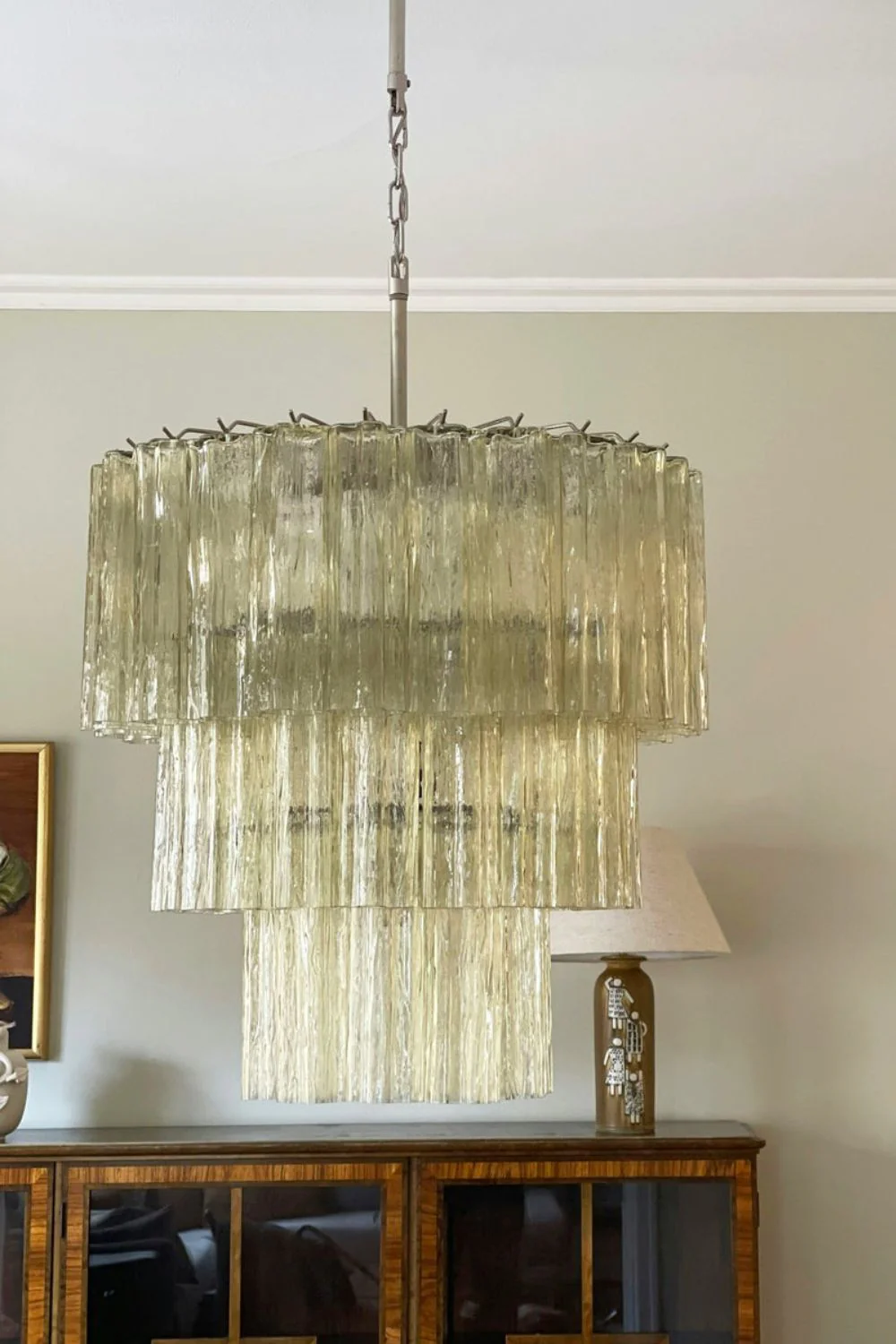 Amber Honey Art Glass Tube Chandelier - Image 3