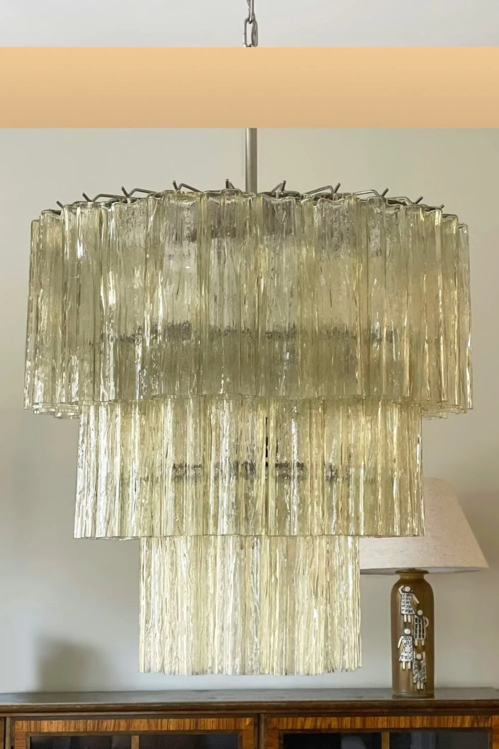 Amber Honey Art Glass Tube Chandelier - Image 6
