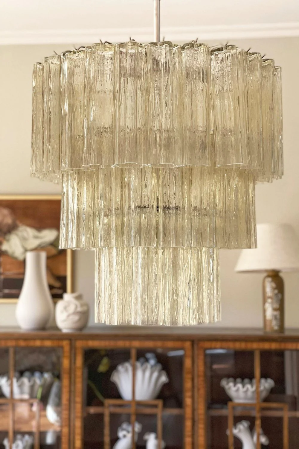 Amber Honey Art Glass Tube Chandelier - Image 7