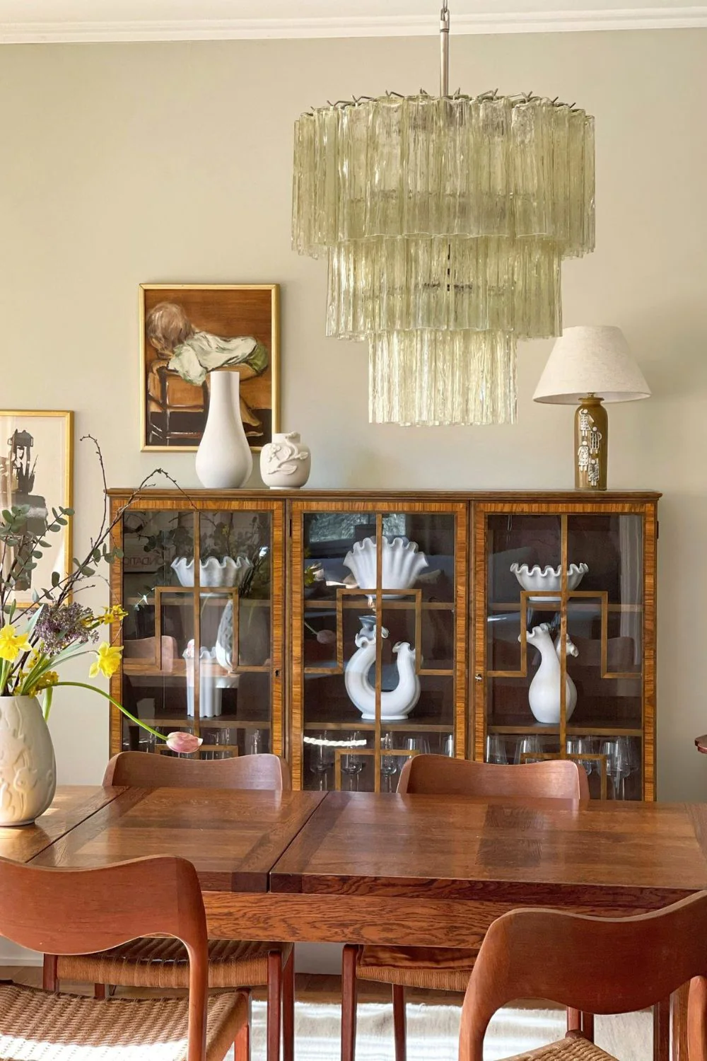 Amber Honey Art Glass Tube Chandelier - Image 8